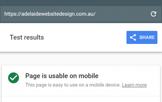 Mobile friendly test result. Adelaide Wordpress Developer.